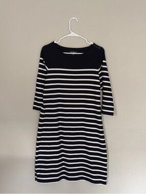 L.L.Bean Black and Cream Label Cotton Dress